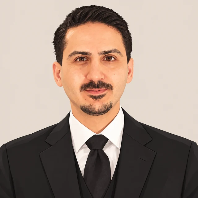 Illustrated portrait of Mehmet Ali Hartavi